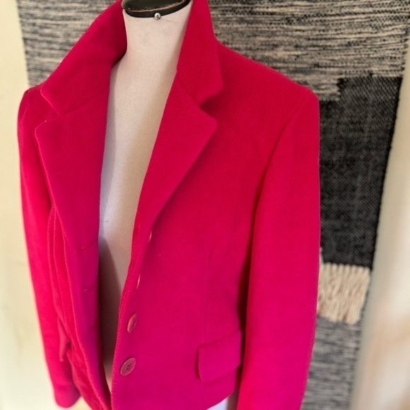 Express Tailleur vintage hot pink Sherpa blazer size large - Picture 2 of 5